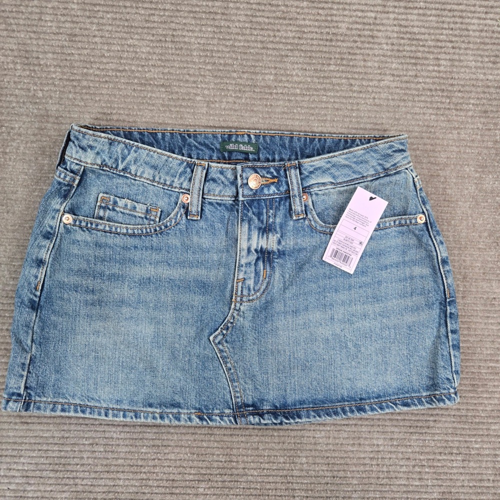 Wild Fable Womens 4 Blue‎ Light Wash Low Rise Denim Mini Skirt